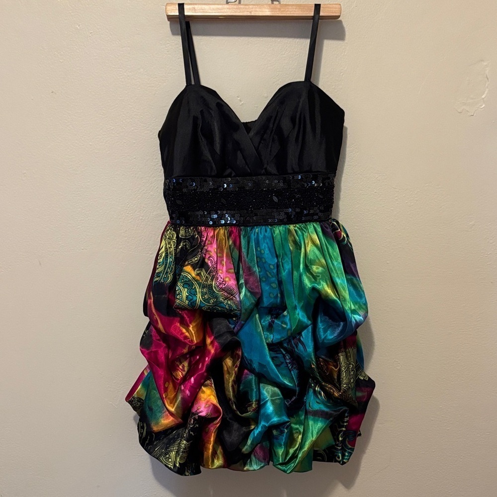 Elegant Black and Multicolor Women's Mini Dress